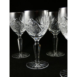 Six 6 Beautiful Webb International Crystal Royal Cut Wine Glasses Thos Webb
