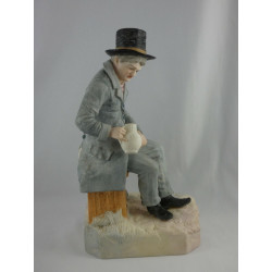Antique Victorian Robinson & Leadbeater Coloured Parian Figure Drinker