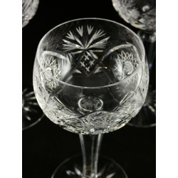 Six 6 Beautiful Webb International Crystal Royal Cut Hock Wine Glasses Thos Webb