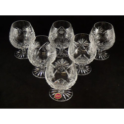 Six 6 Beautiful Webb International Crystal Royal Cut Brandy Glasses Thos Webb