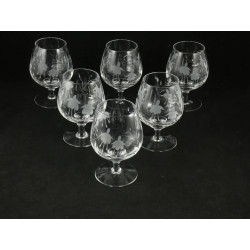 6 Stuart Crystal Cascade Fuchsia Brandy Glasses
